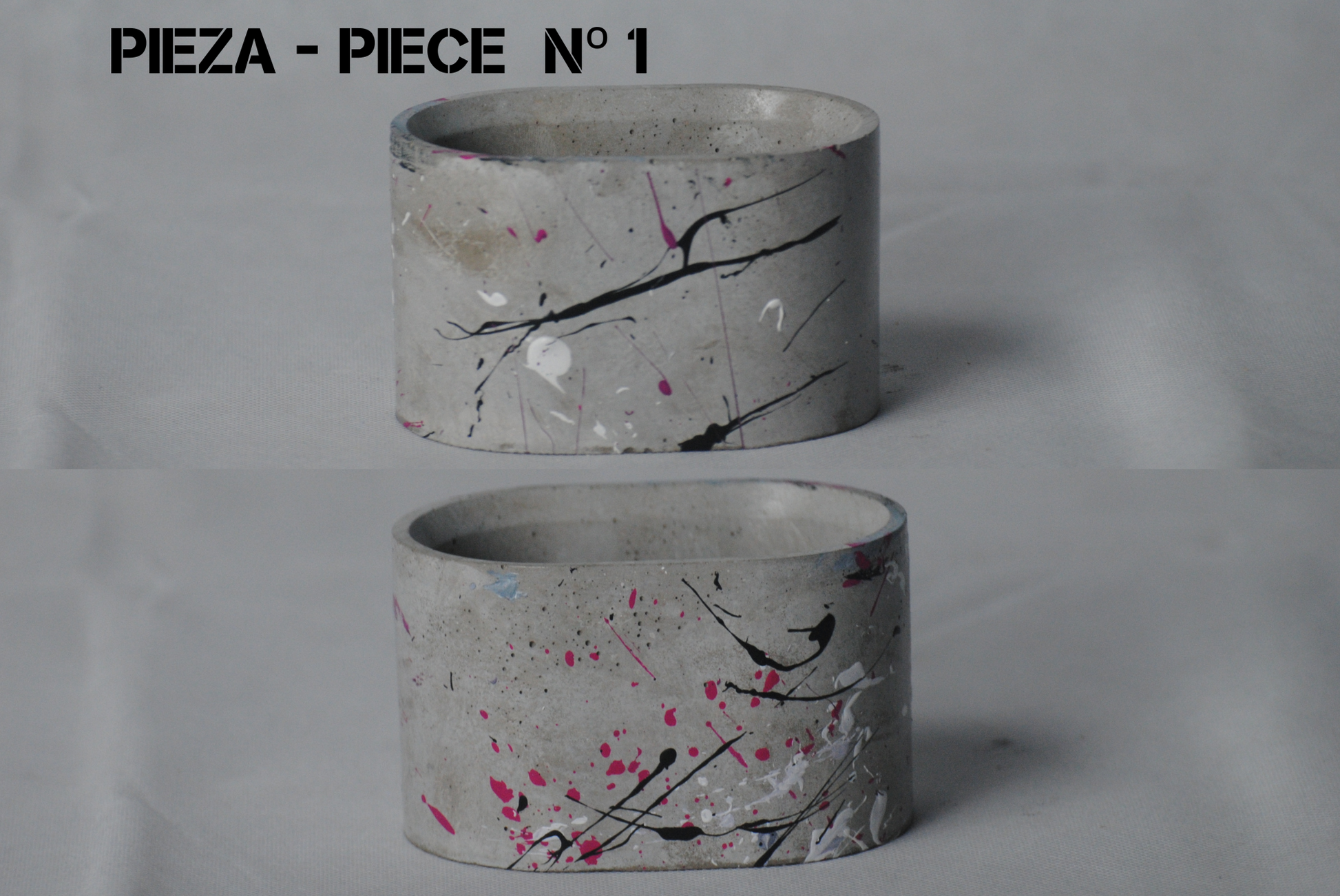 arisco® tienda de Productos de Decoración hechos en cemento. Joyero, Pieza Decoración forma Elipse con Tapa hecho en Cemento. Colección Splash. Pieza 1