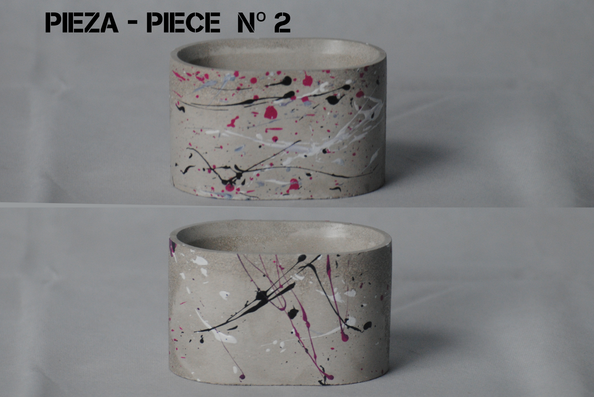 arisco® tienda de Productos de Decoración hechos en cemento. Joyero, Pieza Decoración forma Elipse con Tapa hecho en Cemento. Colección Splash. Pieza 2