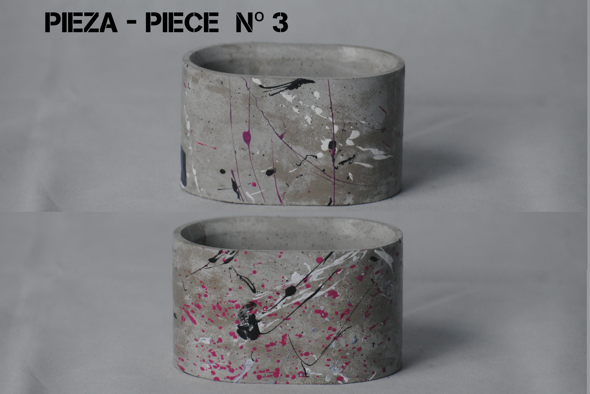 arisco® tienda de Productos de Decoración hechos en cemento. Joyero, Pieza Decoración forma Elipse con Tapa hecho en Cemento. Colección Splash. Pieza 3