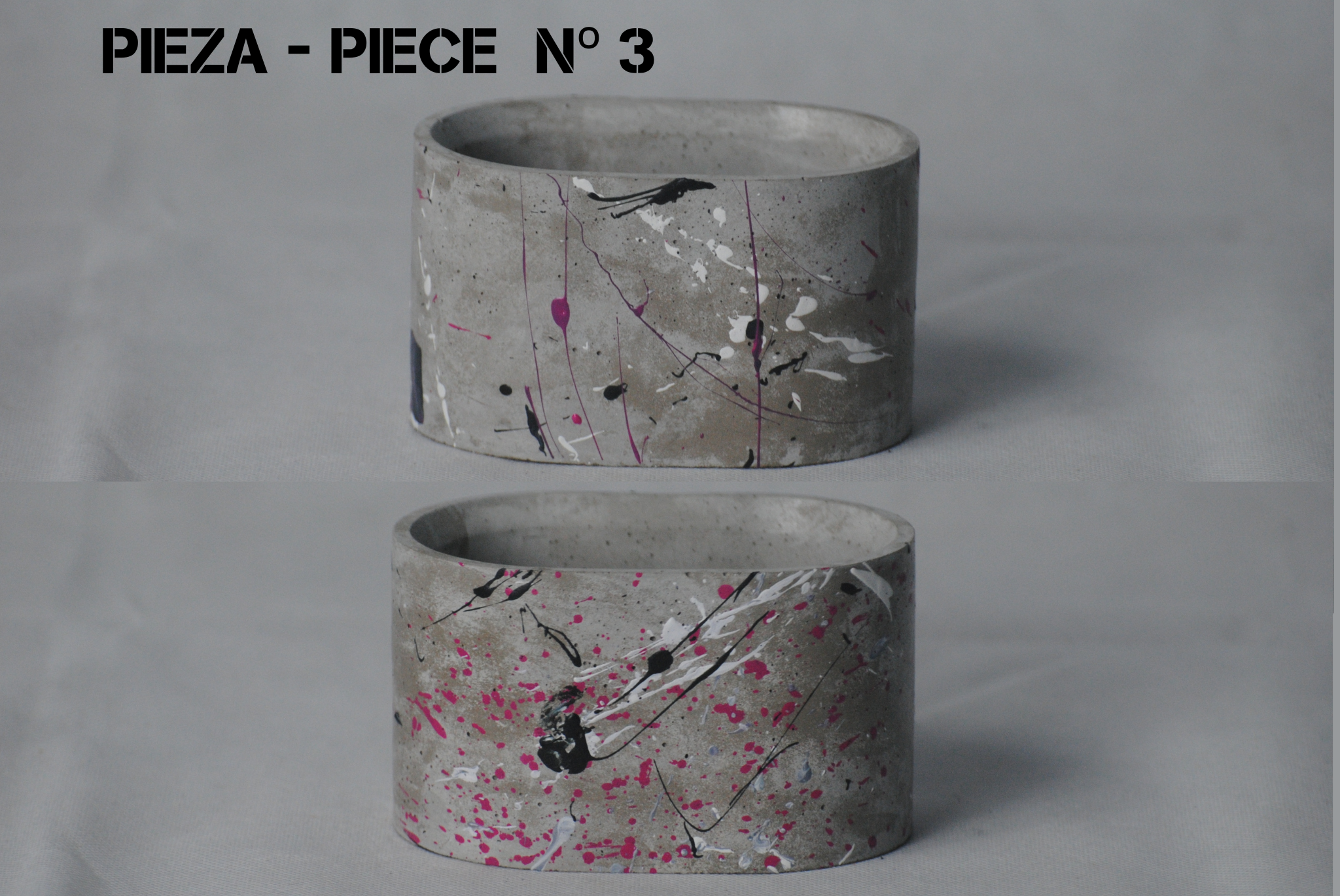 arisco® tienda de Productos de Decoración hechos en cemento. Joyero, Pieza Decoración forma Elipse con Tapa hecho en Cemento. Colección Splash. Pieza 3