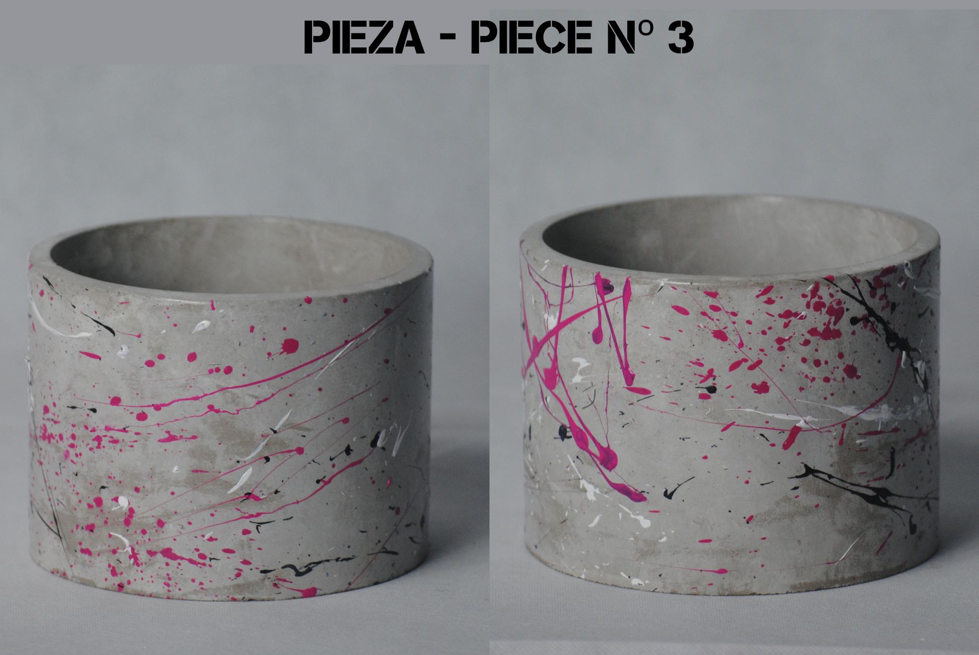 arisco® tienda de Productos de Decoración hechos en cemento. Cubre Macetas, Pieza decoración Redonda de Cemento . Colección Splash Pink. Splash Pink Pieza 3