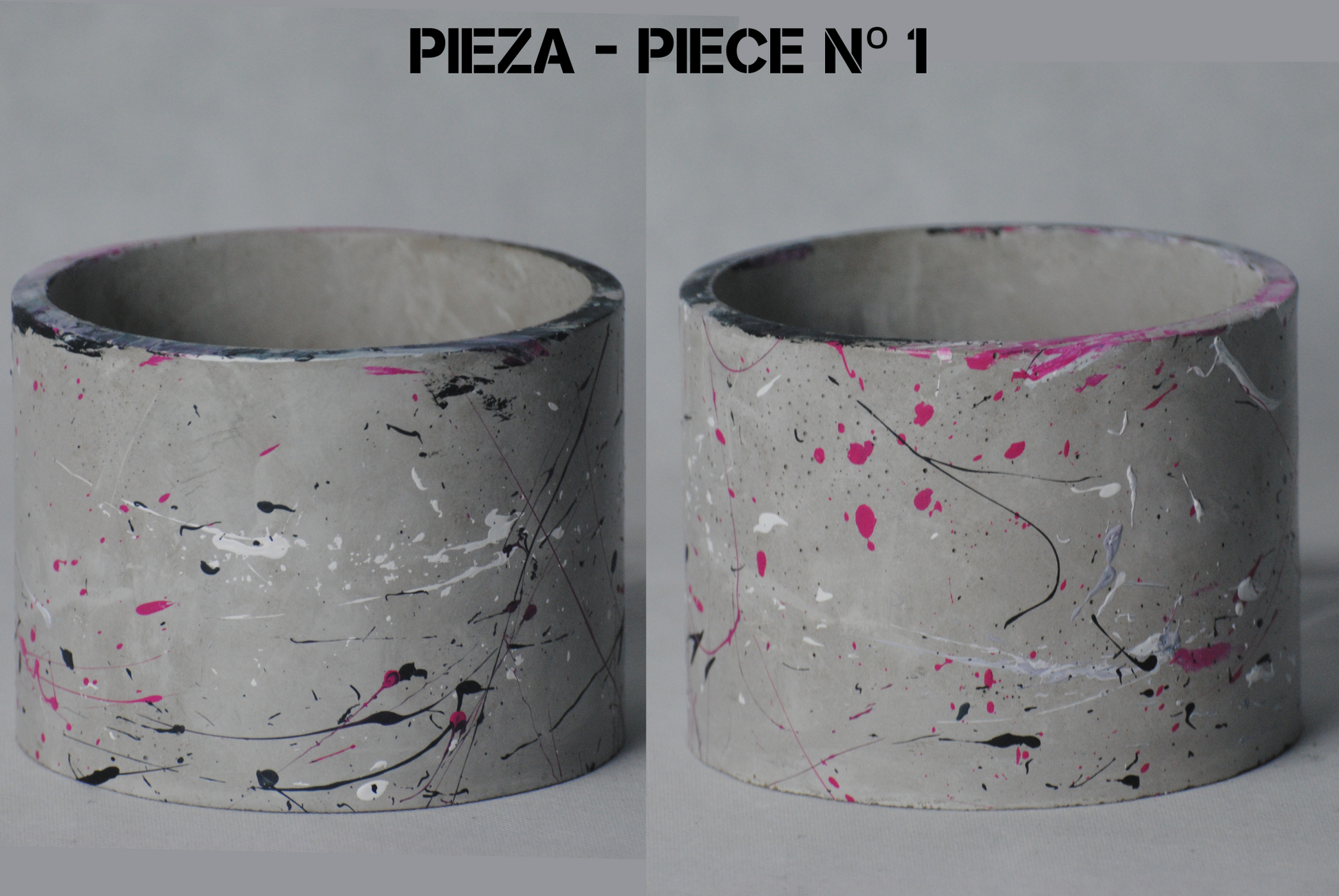 arisco® tienda de Productos de Decoración hechos en cemento. Cubre Macetas, Pieza decoración Redonda de Cemento . Colección Splash Pink. Splash Pink Pieza 1