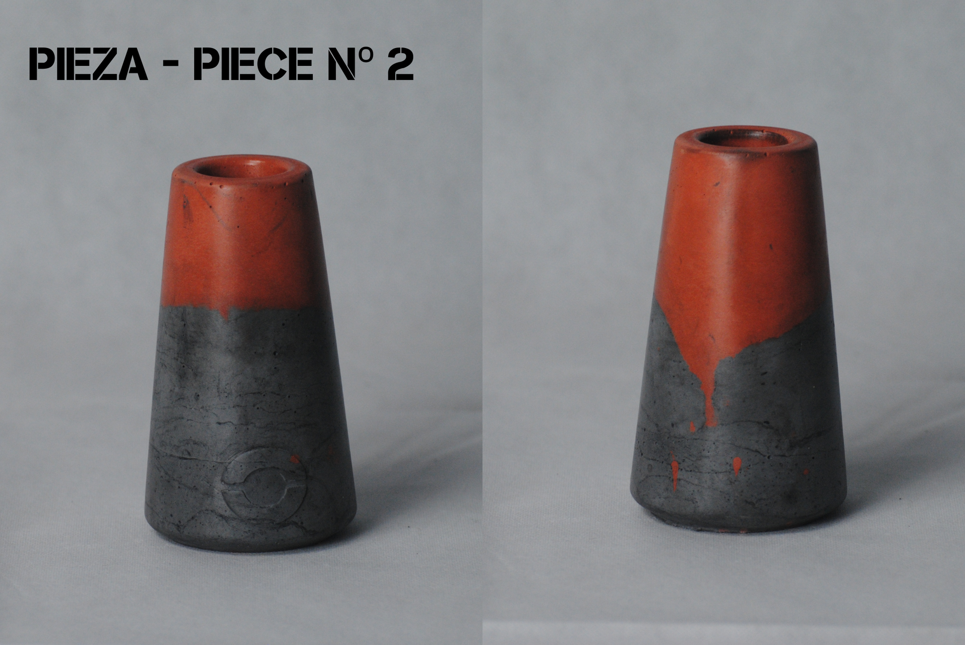 arisco® tienda de Productos de Decoración hechos en cemento. Jarrón Vintage de cemento Rojo y Negro. Marca arisco®. Vintage Duo Pieza 2