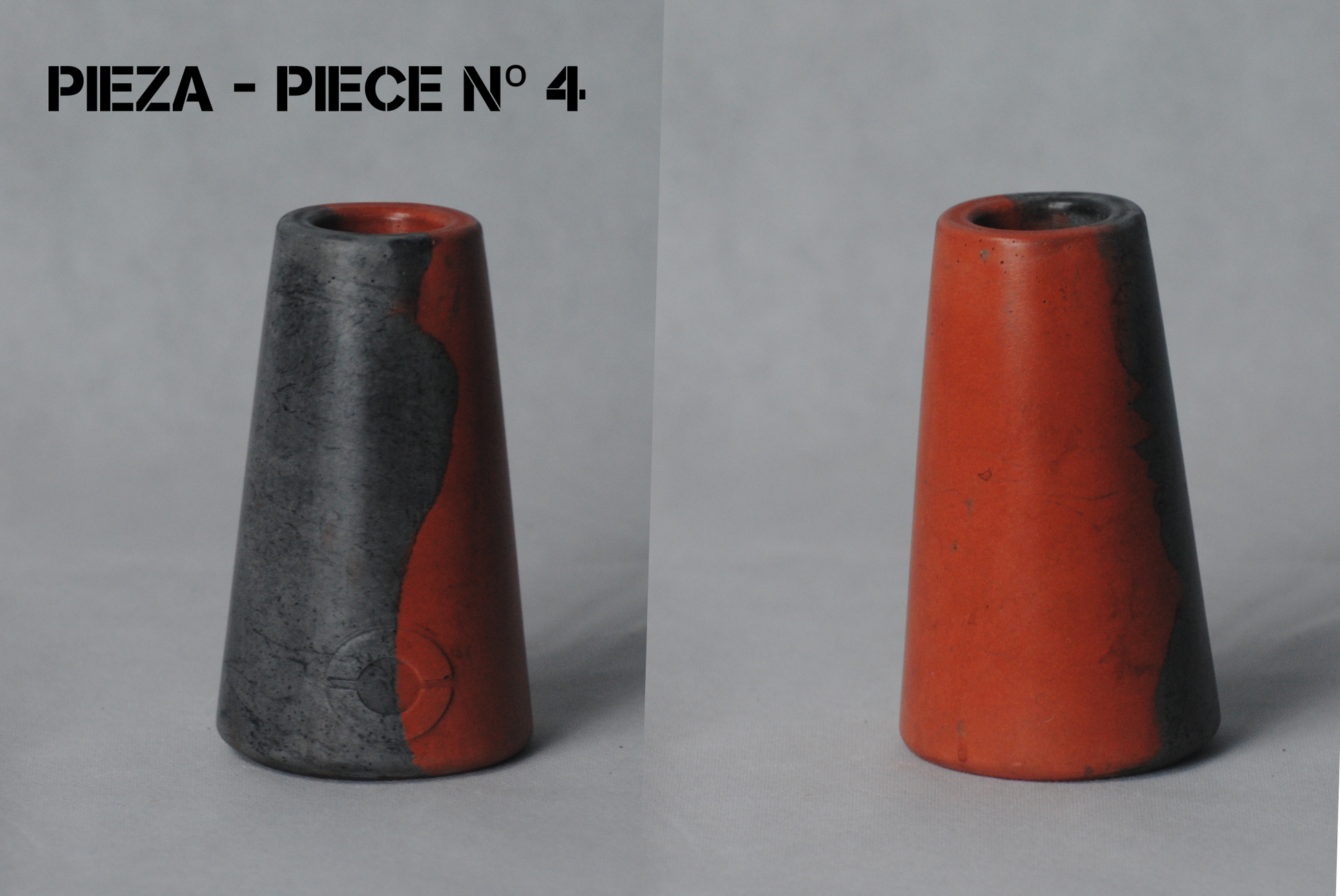 arisco® tienda de Productos de Decoración hechos en cemento. Jarrón Vintage de cemento Rojo y Negro. Marca arisco®. Vintage Duo Pieza 4