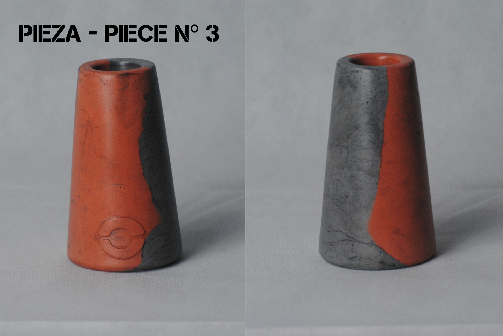 arisco® tienda de Productos de Decoración hechos en cemento. Jarrón Vintage de cemento Rojo y Negro. Marca arisco®. Vintage Duo Pieza 3