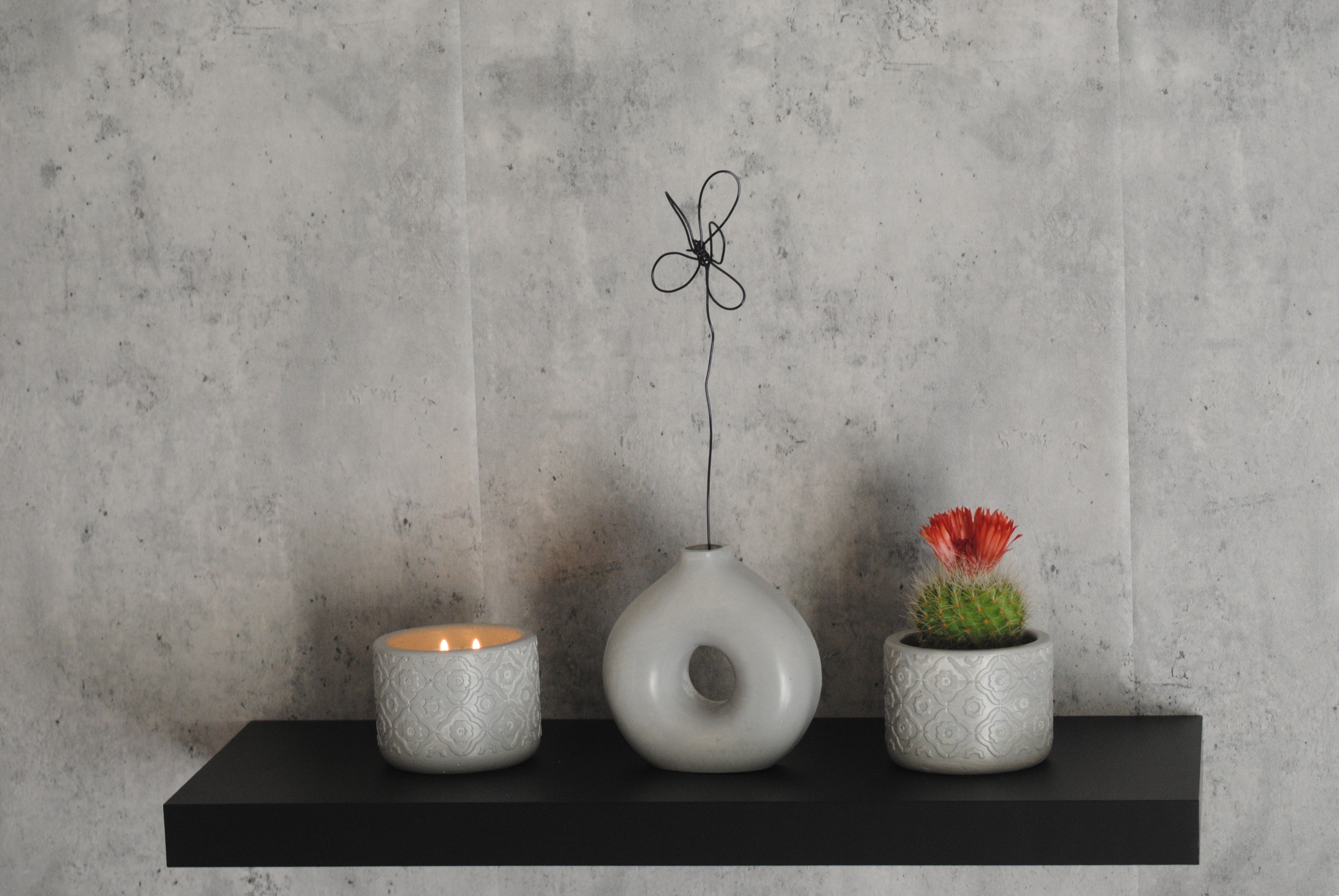 arisco® tienda de Productos de Decoración hechos en cemento. Conjunto de dos Piezas Redondas decoración hechas en Cemento. Cubre Macetas, Recipientes para Velas.