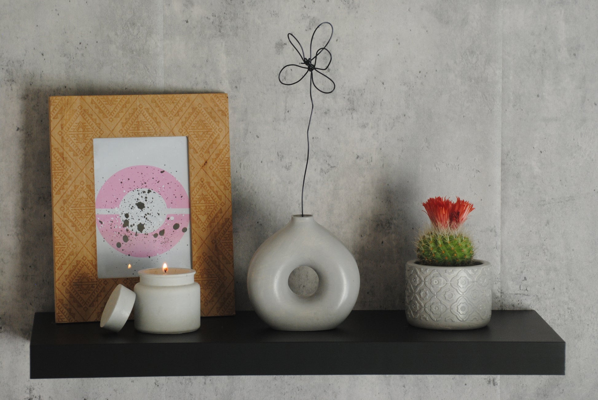 arisco® tienda de Productos de Decoración hechos en cemento. Conjunto de dos Piezas Decoración hechas en Cemento Redondas con tapa. Recipiente para Velas, Decoración Casa.