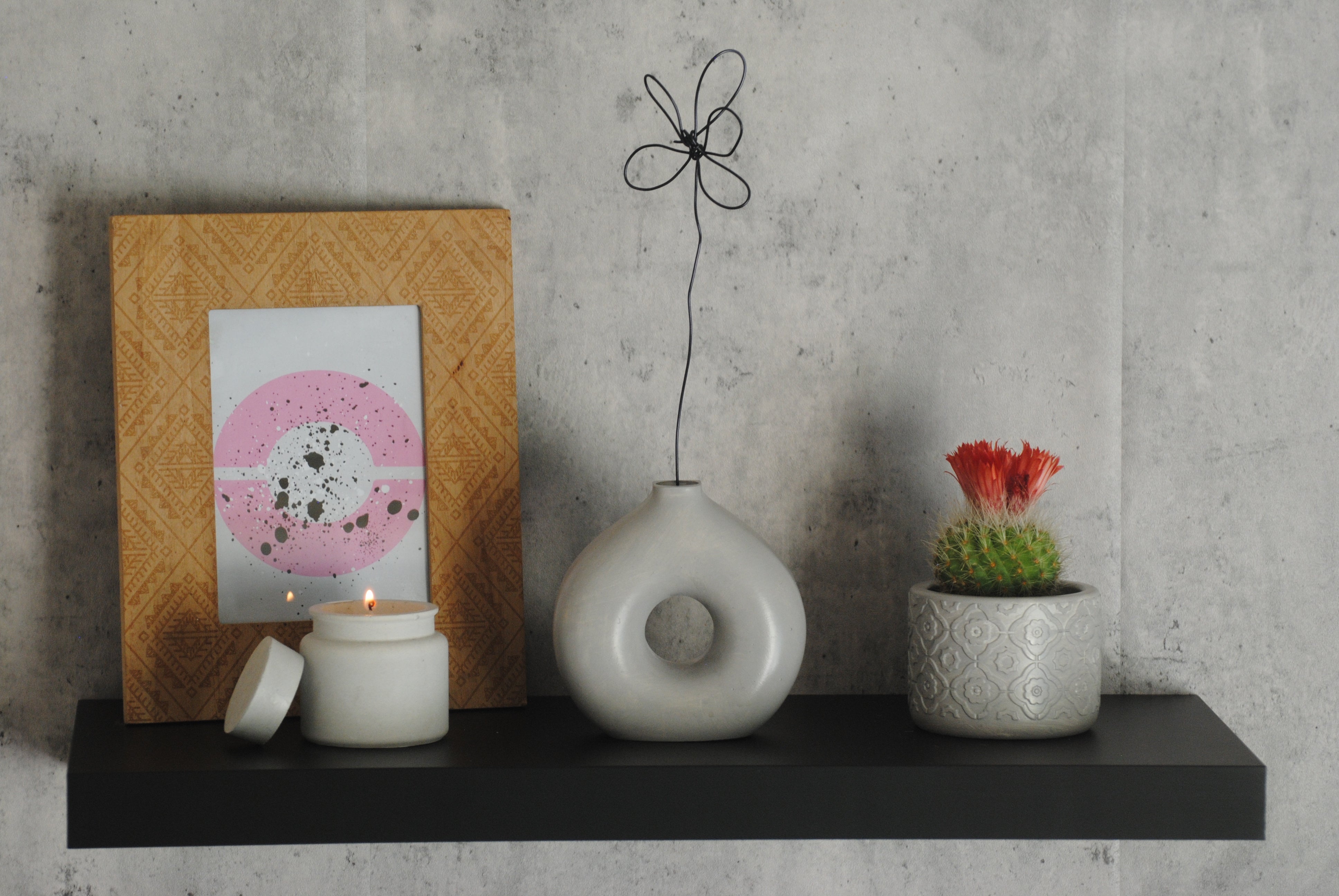 arisco® tienda de Productos de Decoración hechos en cemento. Conjunto de dos Piezas Decoración hechas en Cemento Redondas con tapa. Recipiente para Velas, Decoración Casa.