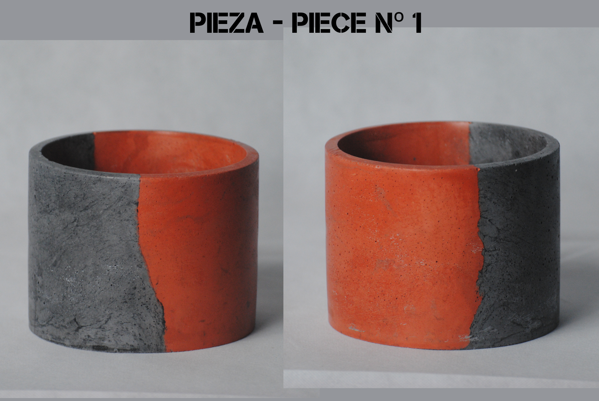 arisco® tienda de Productos de Decoración hechos en cemento. Cubre Macetas Vintage, Pieza decoración Redonda de Cemento color Rojo y Negro. Vintage Duo Pieza 1