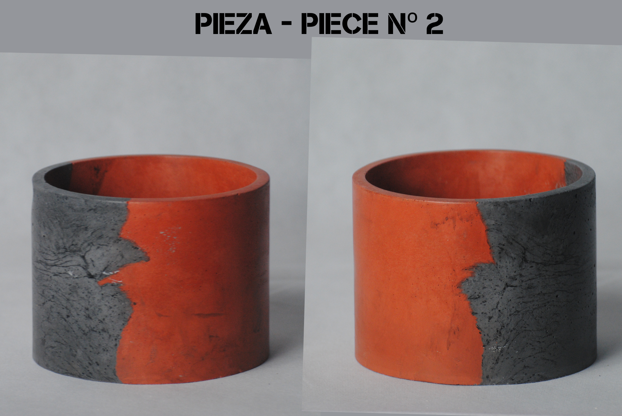 arisco® tienda de Productos de Decoración hechos en cemento. Cubre Macetas Vintage, Pieza decoración Redonda de Cemento color Rojo y Negro. Vintage Duo Pieza 2