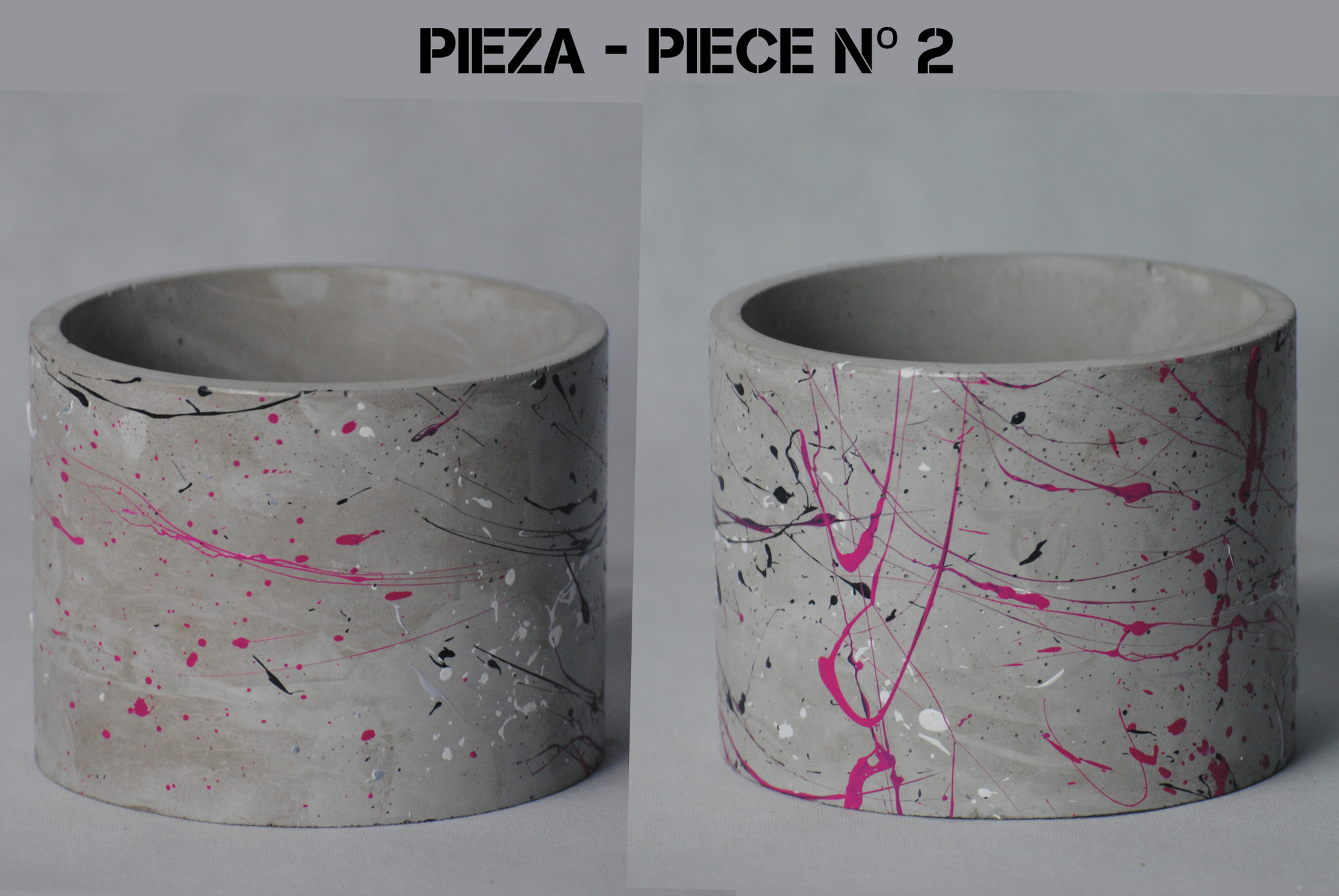 arisco® tienda de Productos de Decoración hechos en cemento. Cubre Macetas, Pieza decoración Redonda de Cemento . Colección Splash Pink. Splash Pink Pieza 2