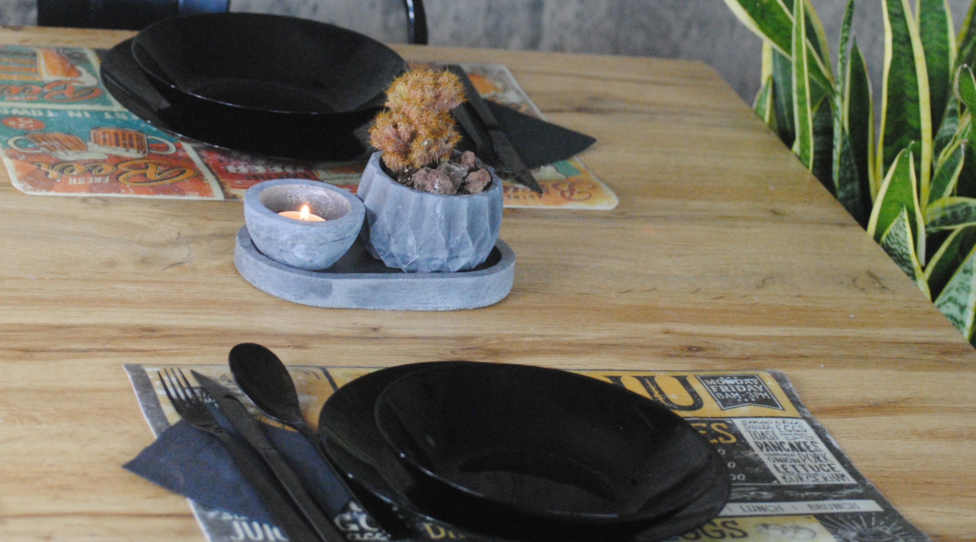 arisco® tienda de Productos de Decoración hechos en cemento. Trio de Macetas pequeñas varias formas y colores de cemento.