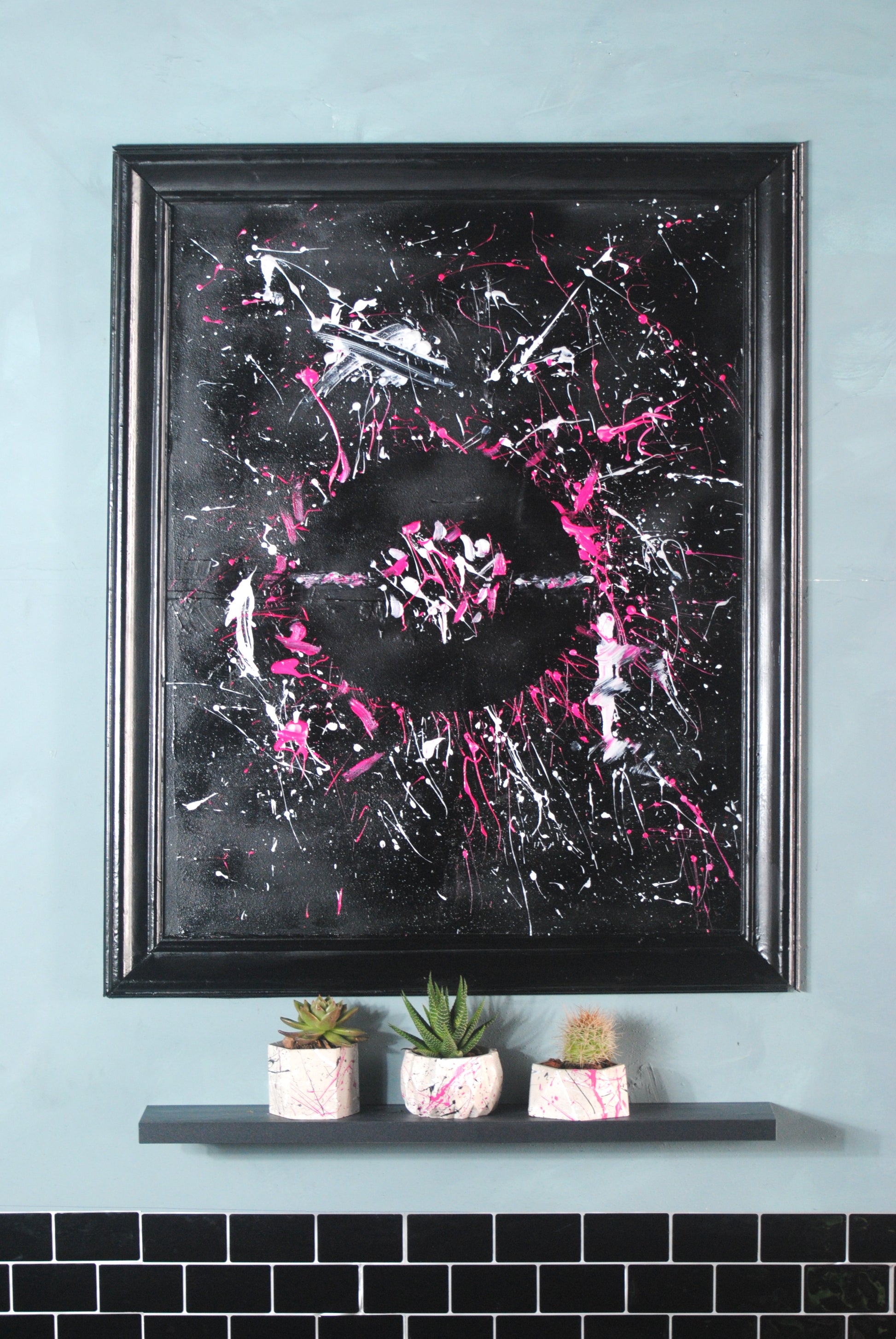 arisco® tienda de Productos de Decoración hechos en cemento. Trio de Macetas pequeñas varias formas de cemento. Colección Splash Pink.